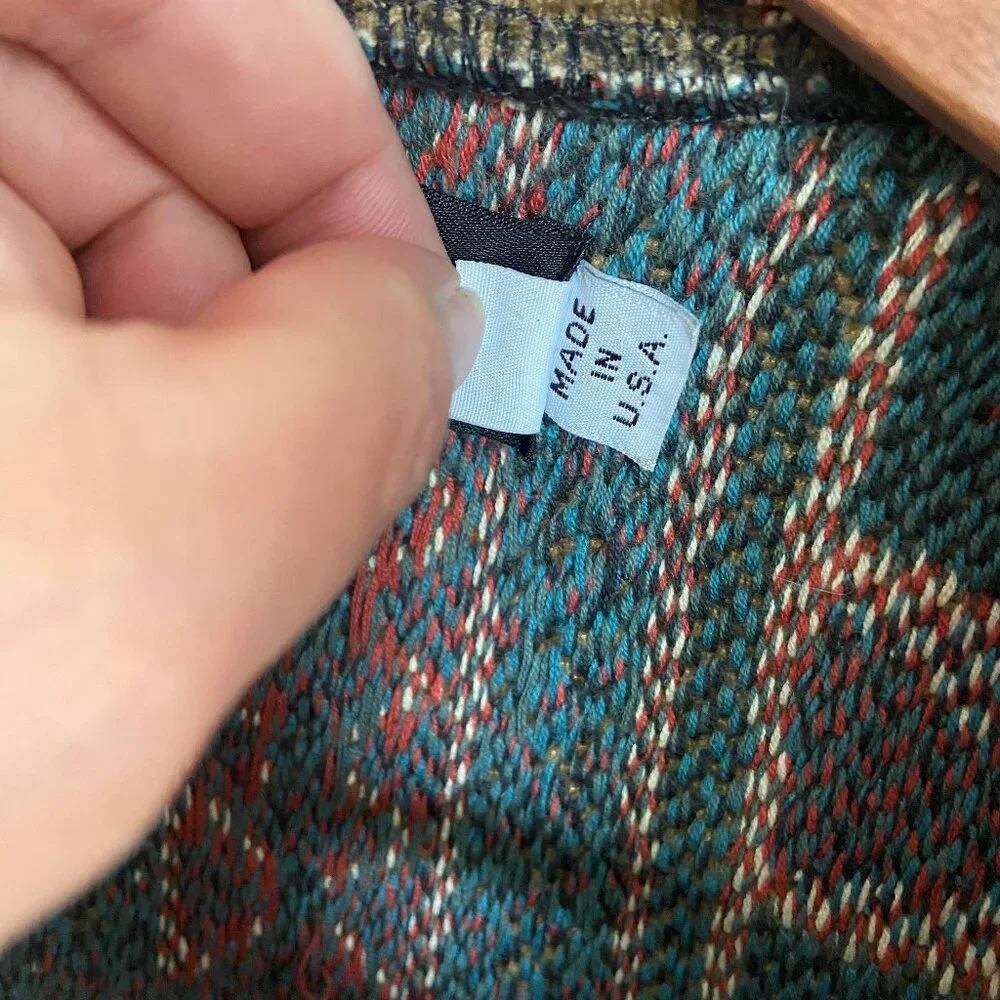 VTG 90s Cropped Boho Western Aztec Tapestry Jacket 100% Cotton To Die For Size S - Picture 6 of 9